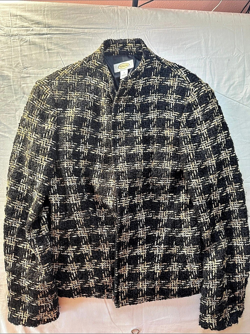 Talbots Plaid Blazer in Black & Gold Like New